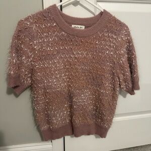 Another Love Textured Knit Top in Mauve and Cream